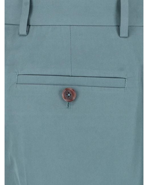 Jil Sander Blue Mid-Rise Straight-Leg Cotton Trousers for men