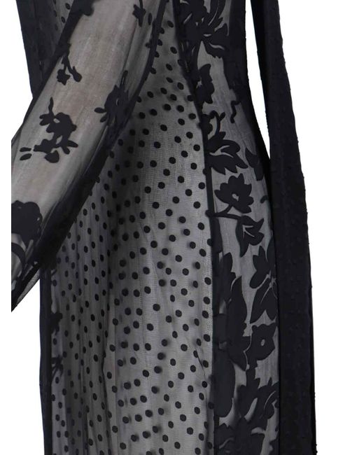 MARINE SERRE Black Contoured Silk-Acetate Slip Dress