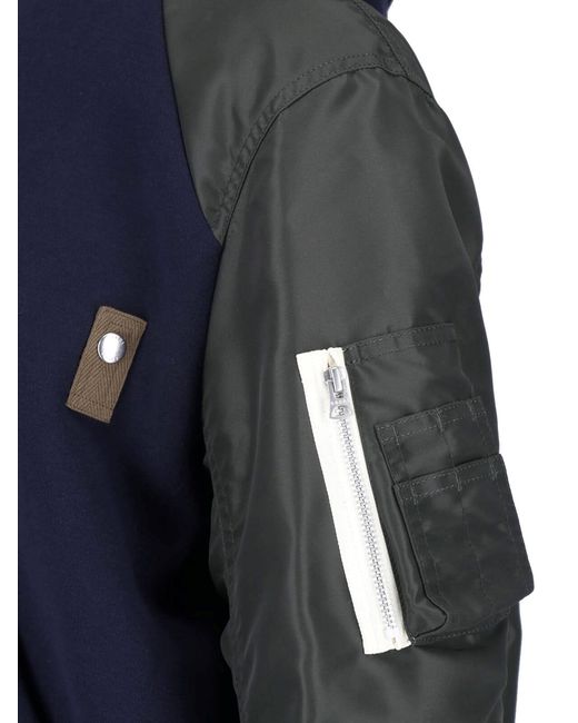 Sacai Blue Hooded Bomber Jacket for men
