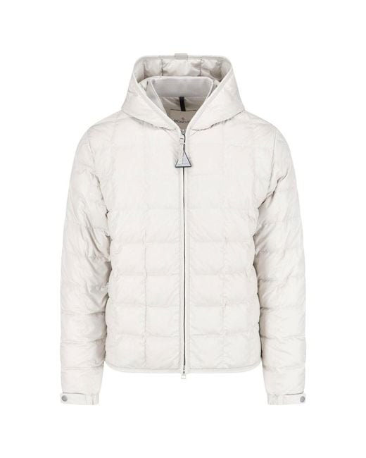 Moncler White Hooded Down Jacket for men