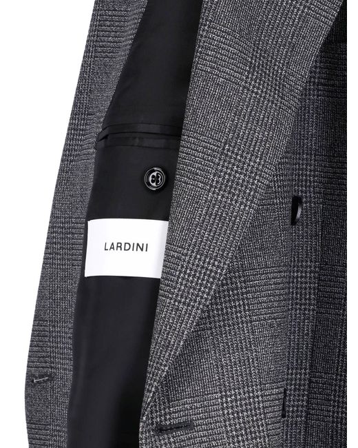 Lardini Gray Double-Breasted Virgin Wool Blazer for men