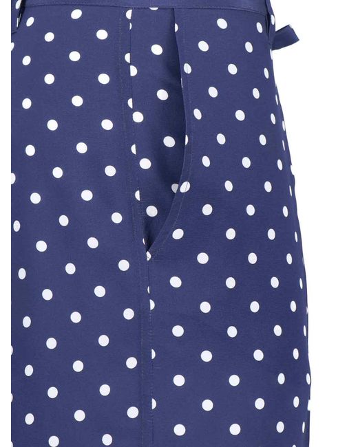 P.A.R.O.S.H. Blue Silk Polka Dot Pants With Front Bow Detail
