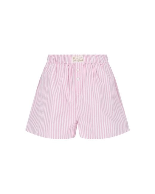 Mc2 Saint Barth Pink Striped Shorts