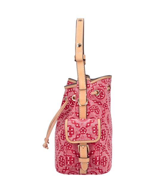 Borsa Secchiello "T Monogram" di Tory Burch in Pink
