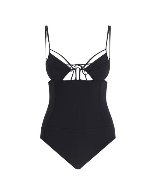 Nensi Dojaka Black Cut-Out One-Piece Swimsuit