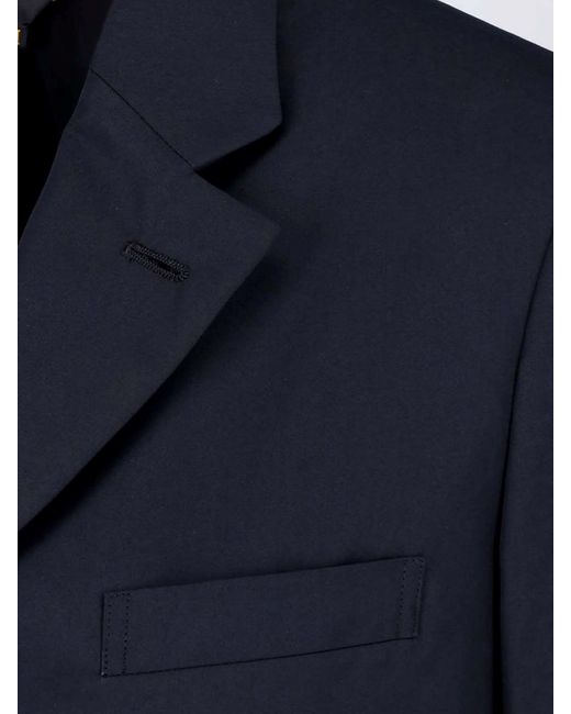 Comme des Garçons Blue Long Blazer With Ruffles