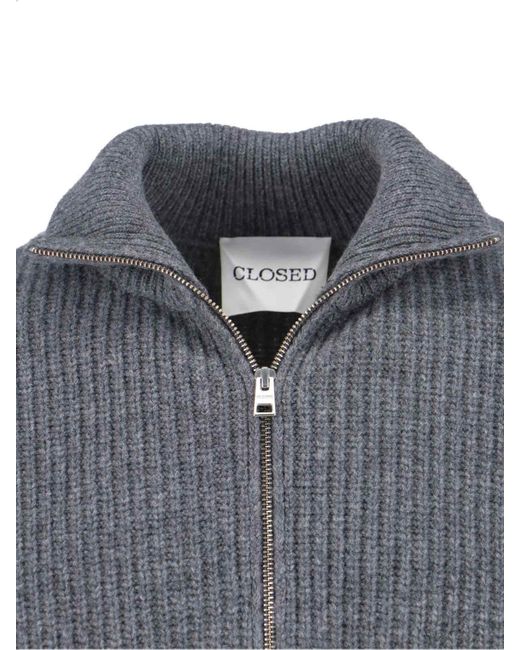 Closed Gray Classic Sweater With Round Neckline for men