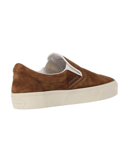Tom Ford Brown Slip-On Sneakers “Jude” for men