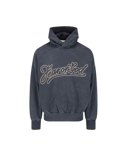 Fear Of God Blue Hoodie Logo for men
