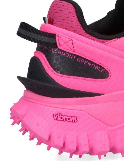 Moncler Pink Trailgrip Neon Canvas, Mesh And Leather Sneakers
