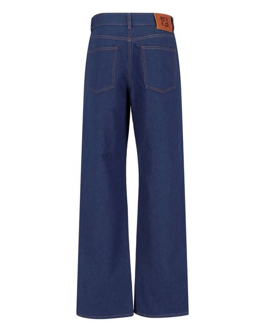 Fendi Blue Wide Leg "Ff" Jeans