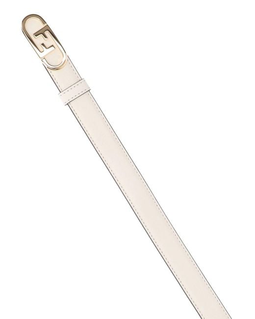 Fendi White Slim Logo Belt