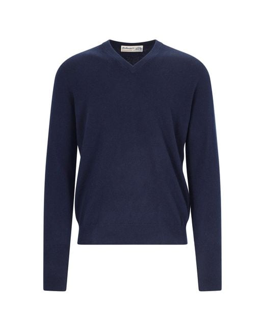Ballantyne Blue V-neck Sweater for men