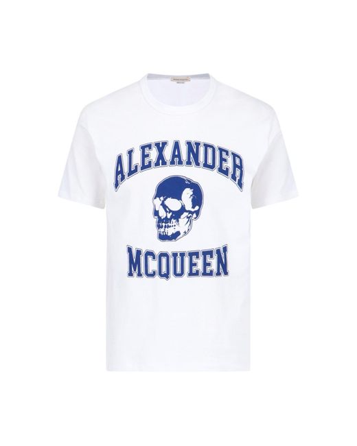 Alexander McQueen Blue 'varsity' T-shirt for men