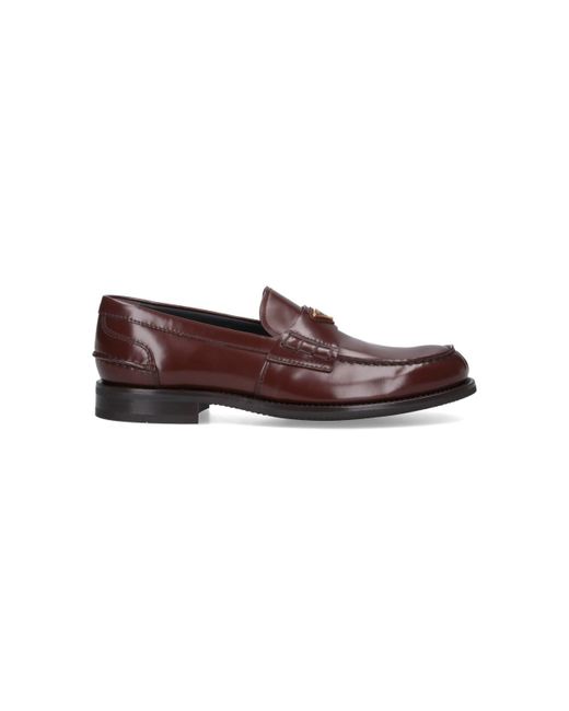 Prada Brown Logo Loafers for men