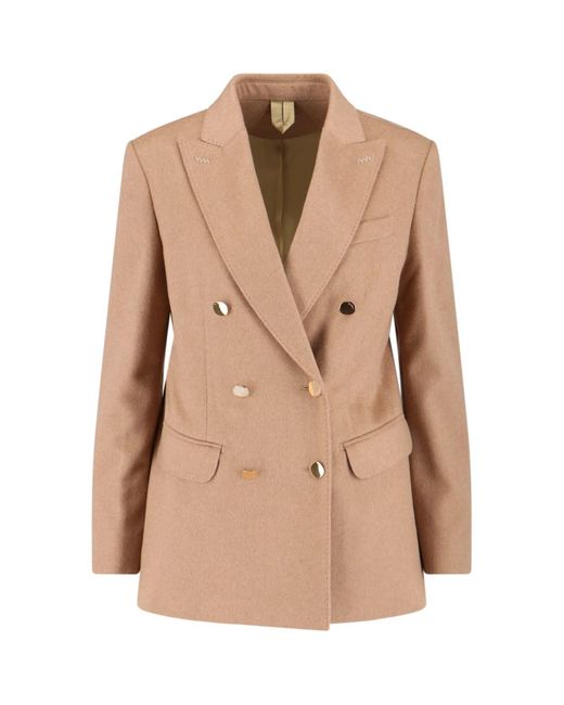 Max Mara Natural Double-Breasted Camel Blazer