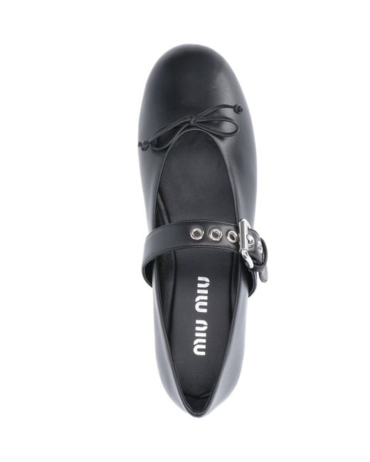 Miu Miu Black Leather Ballerina Flats