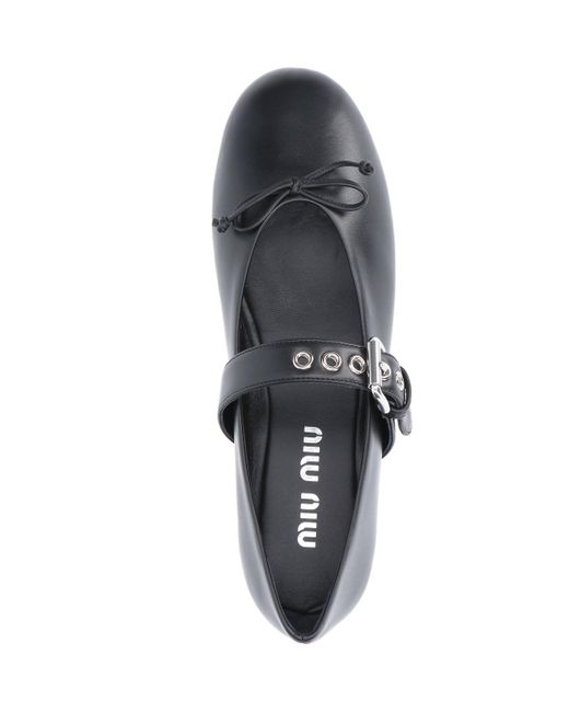Miu Miu Black Ballet Shoes With Strap Detail