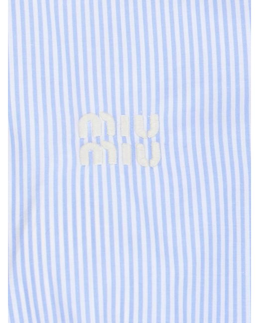 Miu Miu Blue Cropped Striped Shirt