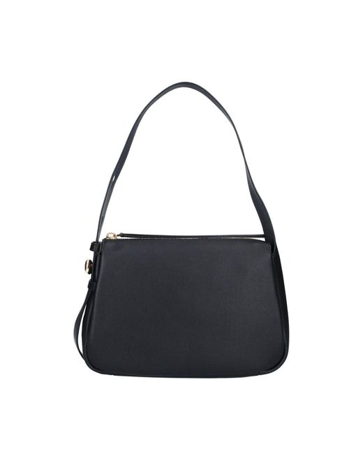 Tory Burch Black Leather Shoulder Handbag With Deep-Zip Pocket