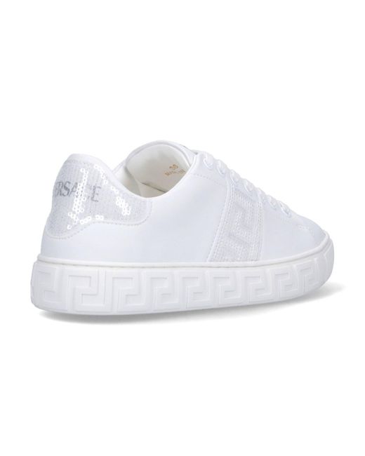 Sneakers Greca Con Paillettes di Versace in White