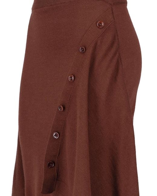 Lemaire Brown Asymmetrical Midi Skirt