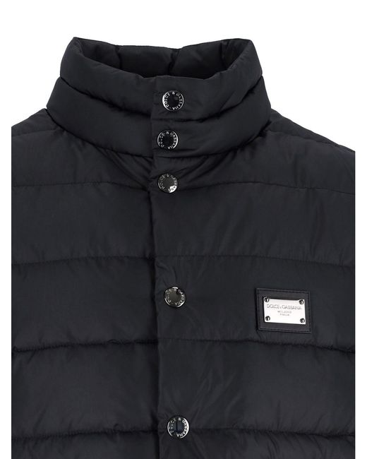 Dolce & Gabbana Blue Padded Logo Gilet for men