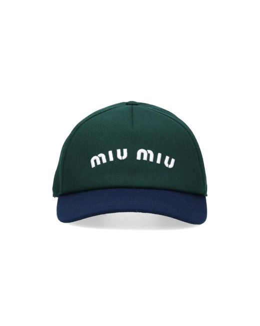 Miu Miu Green Logo Baseball Cap