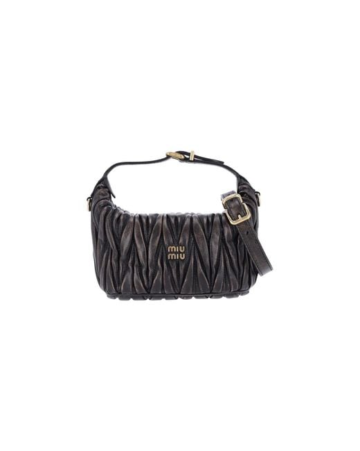 Miu Miu Black Matelassé Nappa Pouch