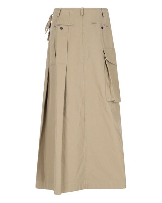 Dries Van Noten Natural Maxi Design Kilt Skirt