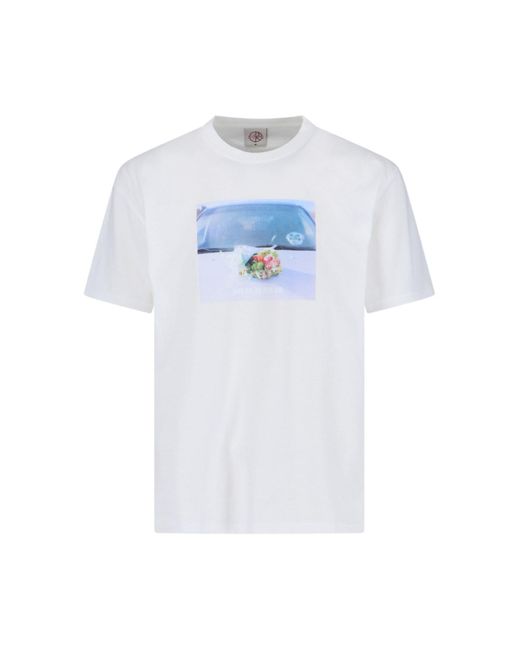 POLAR SKATE White 'dead Flowers' T-shirt for men