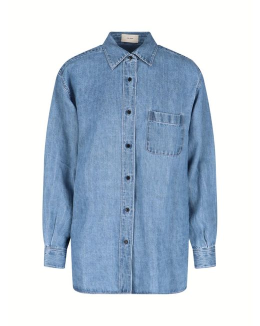 Camicia In Denim Di Lino "Nesson" di The Row in Blue