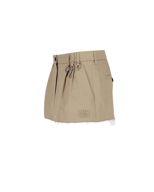 Miu Miu Natural Cotton Chino Mini Skirt