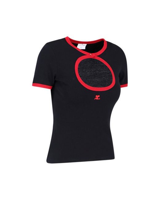 T-Shirt Cut-Out di Courreges in Black