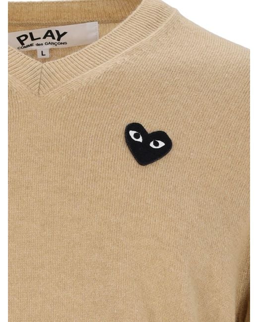COMME DES GARÇONS PLAY Natural Heart Patch Crewneck Wool Sweater for men