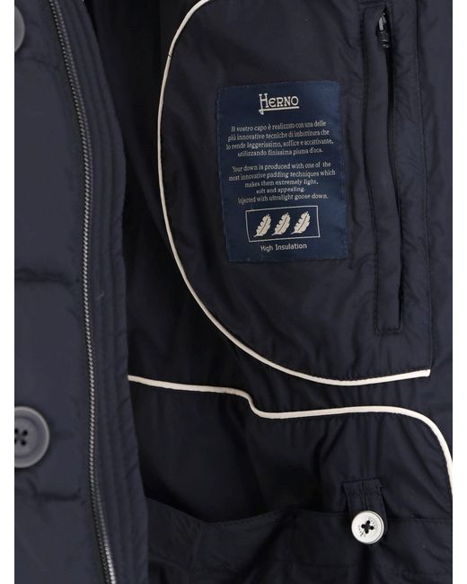 Herno Blue Down-Padded Polyamide Jacket With Acrylic Coating And Stretch Lining for men