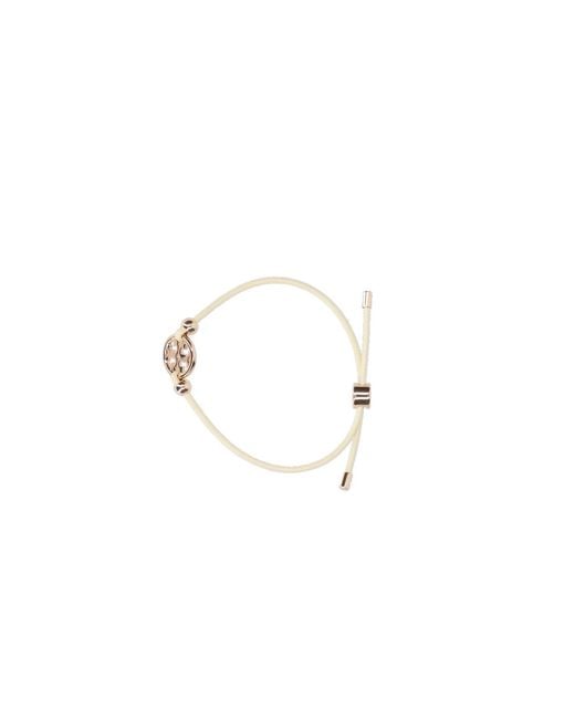 Tory Burch White Logo Charm Adjustable Bracelet