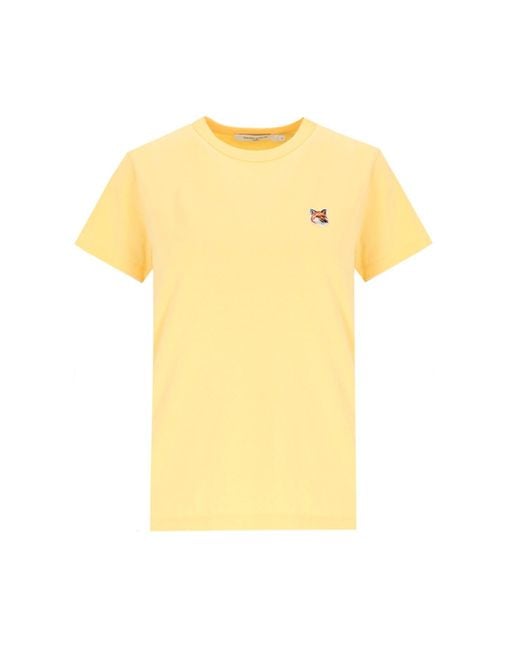 Maison Kitsuné Yellow 'fox Head Patch Classic' T-shirt