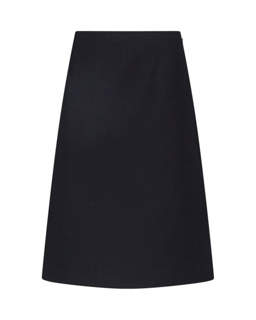 Fendi Blue Midi Wool Skirt