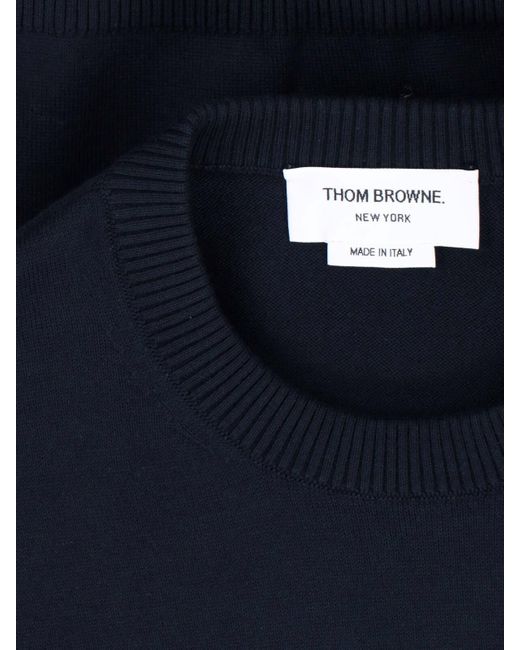 Thom Browne Blue 4-Bar Knit Sweater for men