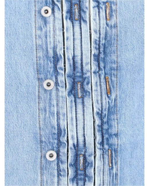 Giacca Camicia "Hook And Eye" di Y. Project in Blue da Uomo