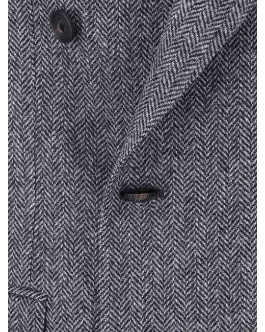Tagliatore Gray Double-Breasted Virgin Wool Blazer for men