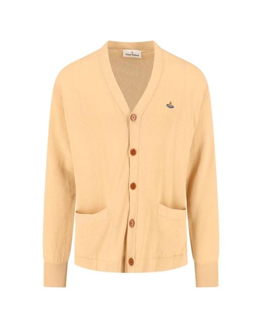 Vivienne Westwood Natural Alex Cotton V-Neck Cardigan for men