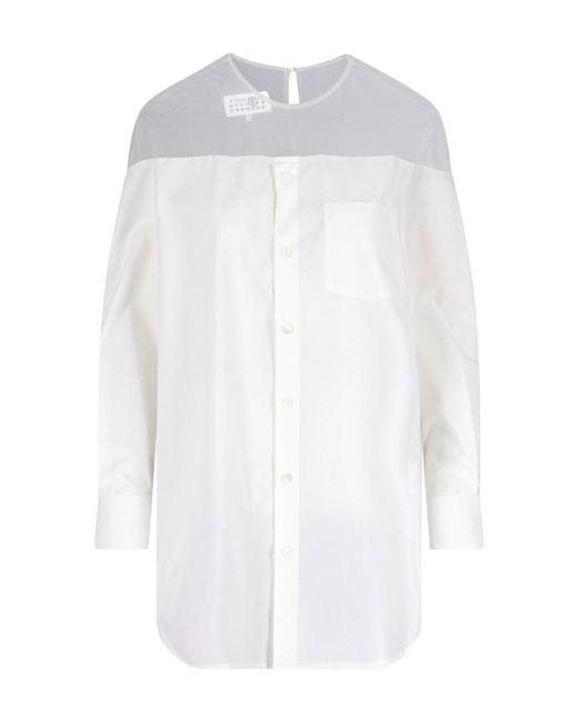MM6 by Maison Margiela White Shirt Tulle Detail