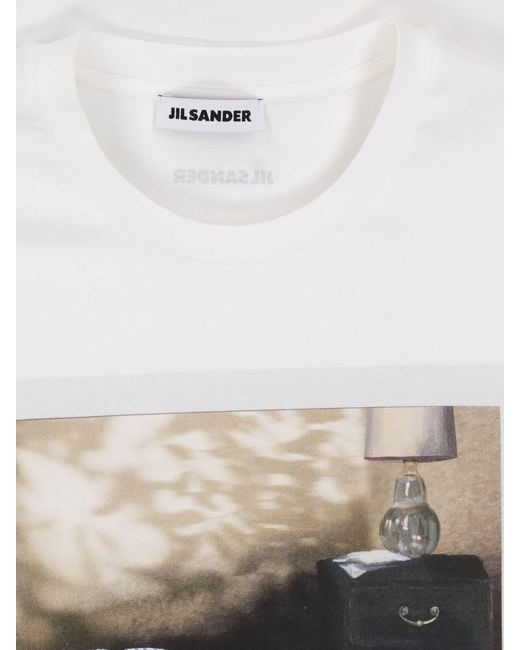 Jil Sander White Long-Sleeve Printed T-Shirt for men