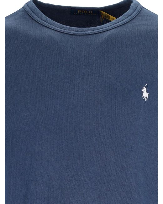 Polo Ralph Lauren Blue Crew Neck Logo Sweatshirt for men