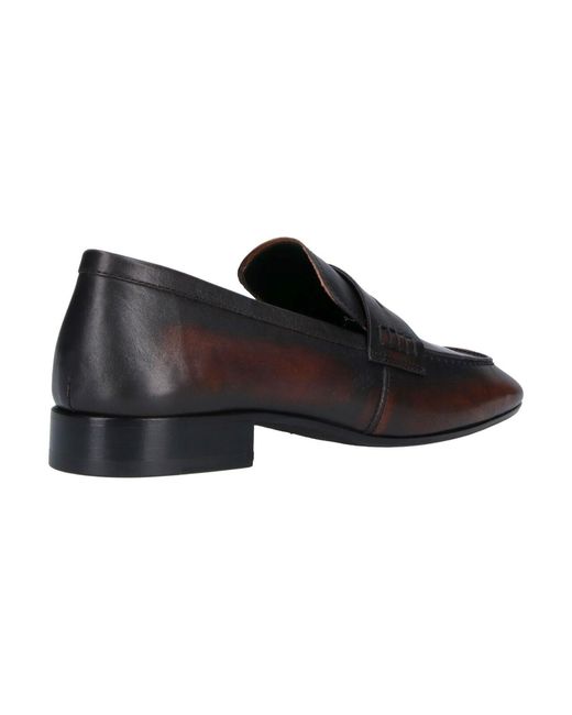 Dries Van Noten Black Worn-Effect Squared Toe Leather Moccasins