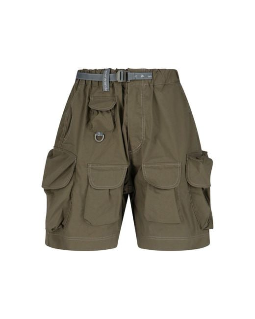 Pantaloncini Cargo Oversize Con Cintura di And Wander in Green da Uomo