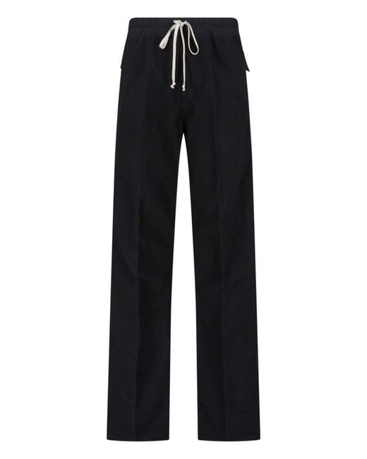 Rick Owens Black Straight Cotton Pants for men