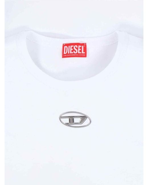 DIESEL White 100% Cotton T-Shirt for men